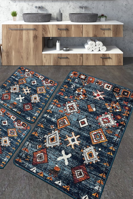 Mijölnir Juego de alfombrillas de baño Ressal Multicolor de 3 piezas Mijölnir Juego de alfombrillas de baño Ressal Multicolor de 3 piezas